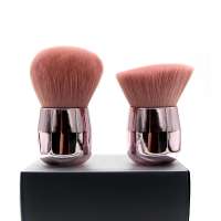 Rose Gold Single Portable Round Body Flat Foundation Loose Powder Big Edge Control Blush Kabuki Contour Makeup Brush